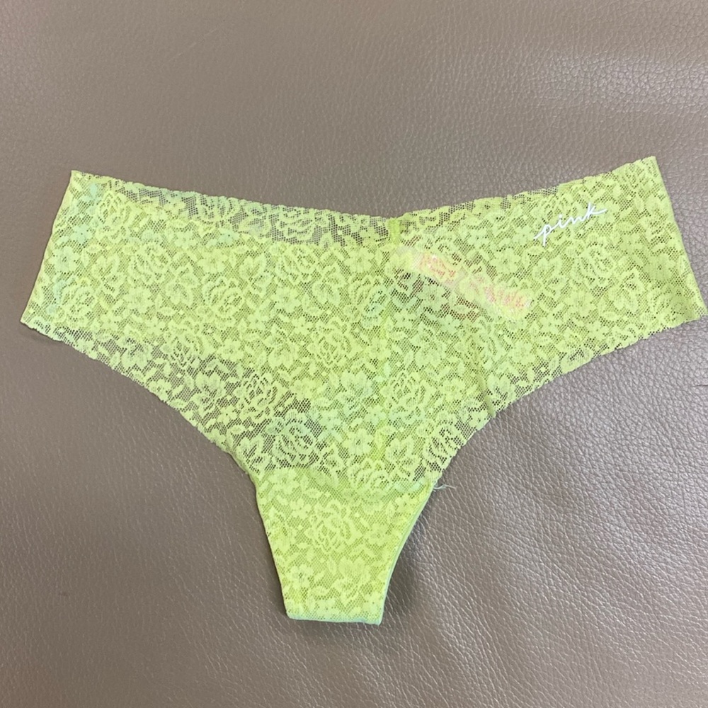 Pink Victoria’s Secret No-Show Raw Cut Lace Thong Panty - M